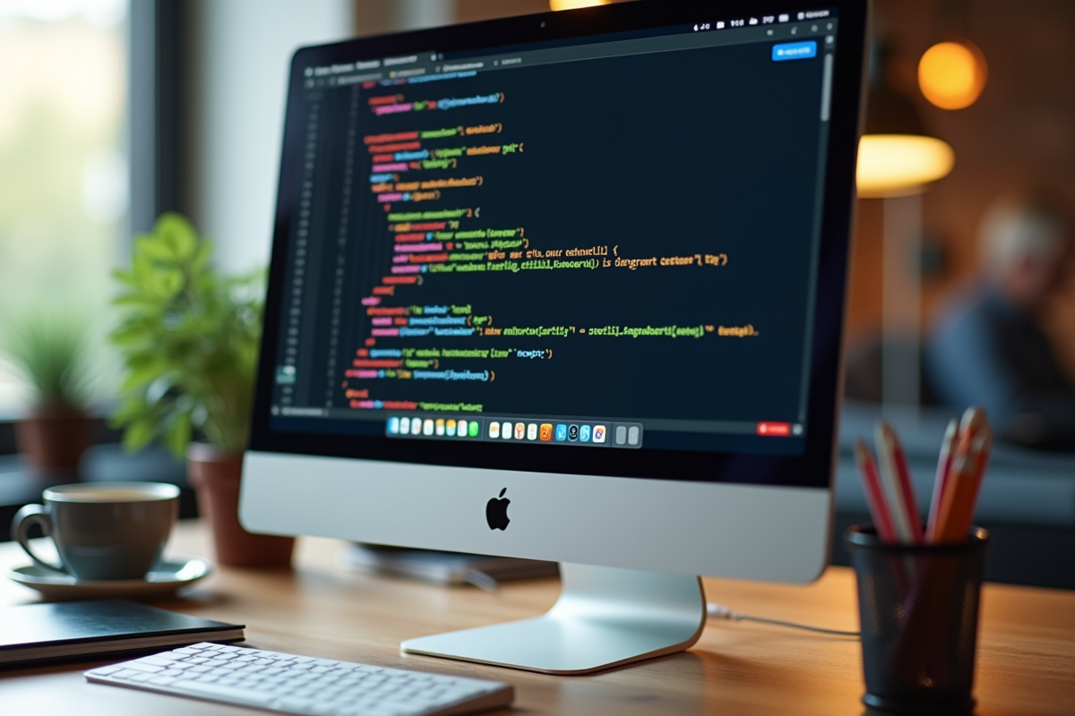 Zoom sur un écran montrant du code couleur pour le pied de page