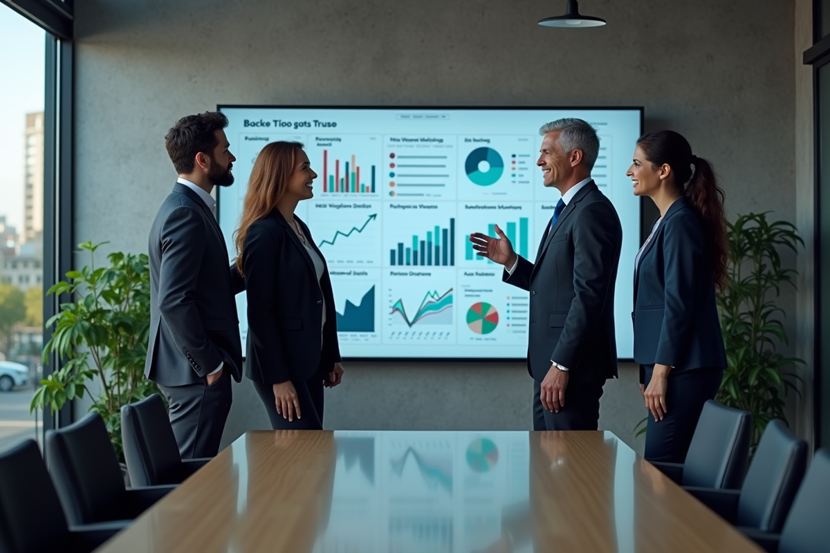 Groupe de professionnels du marketing en réunion collaborative