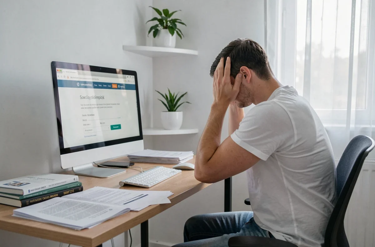 Étudiant bloqué sur le portail ENT de l'UPVD depuis son bureau à domicile avec un ordinateur de bureau