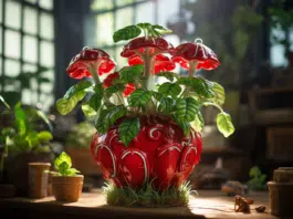 Plante Piranha pixel : décoration Mario Bros pour fans de gaming