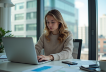 Marketing numérique: outil couramment utilisé pour optimiser le référencement Jeune femme professionnelle analysant des données numériques au bureau