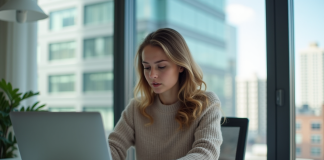 Marketing numérique: outil couramment utilisé pour optimiser le référencement Jeune femme professionnelle analysant des données numériques au bureau