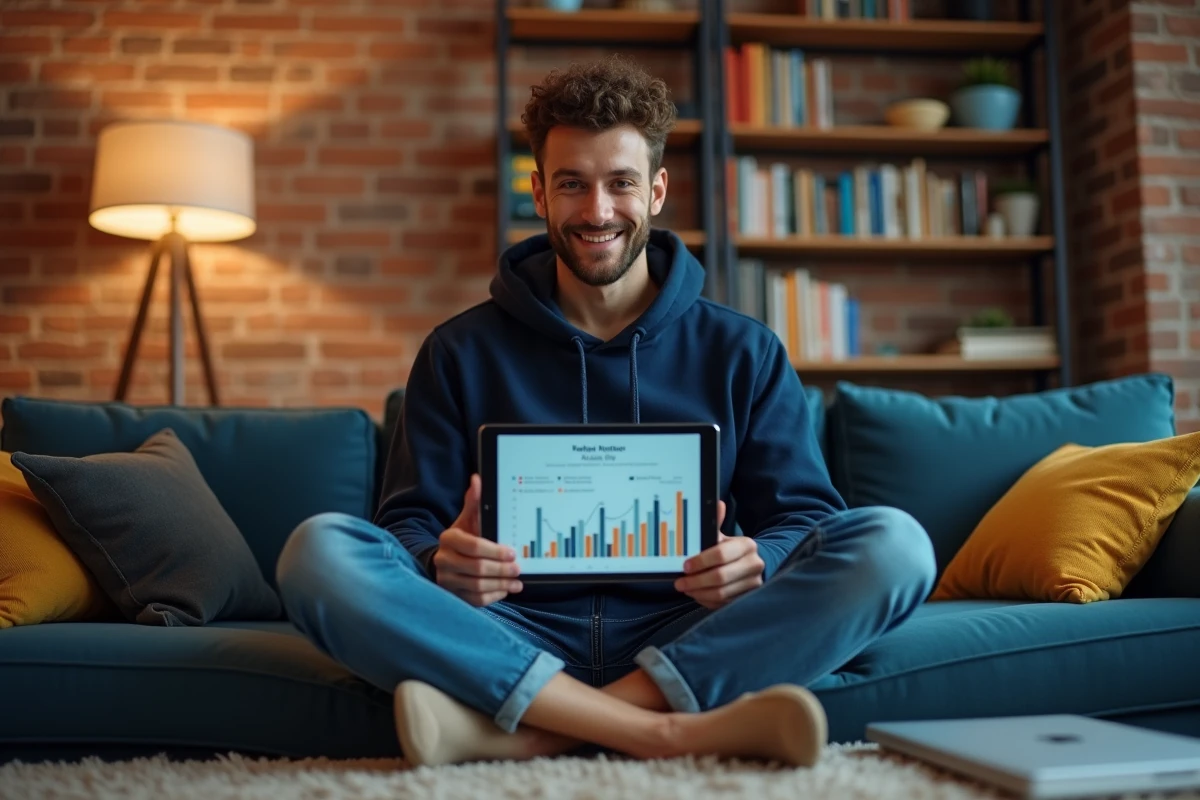 Développeur freelance évaluant la rentabilité de ChatGPT 5 face aux alternatives IA sur une tablette depuis son bureau à domicile