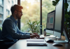 Ingénieur industriel au bureau lumineux et moderne