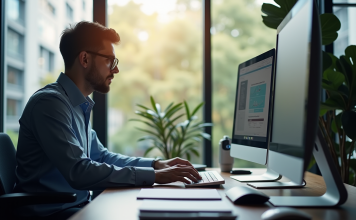 Ingénieur industriel au bureau lumineux et moderne
