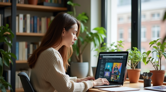Abonnement flux RSS : avantages et enjeux pour les utilisateurs Jeune femme concentrée sur son ordinateur dans un bureau cosy
