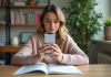 Jeune femme scanne un document avec son smartphone dans un bureau lumineux
