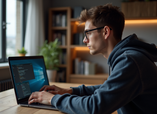 WireGuard : pourquoi est-il gratuit ? Avantages et fonctionnement Jeune homme concentré sur son laptop configurant WireGuard à la maison