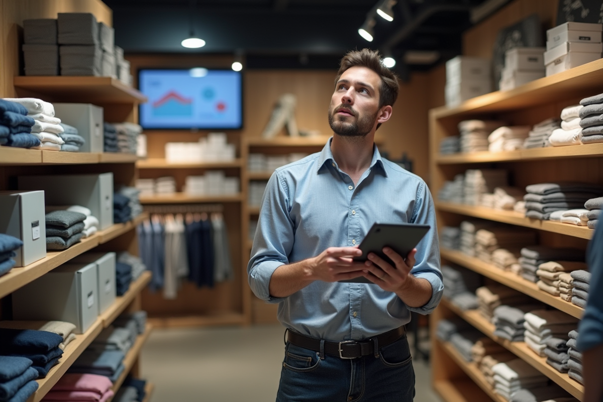 Manager de magasin utilisant une tablette dans un magasin moderne