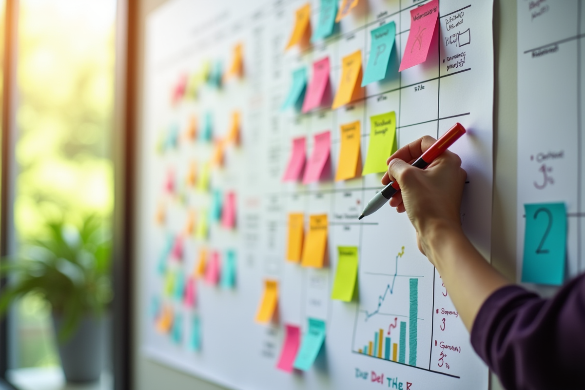 Tableau avec notes et graphiques pour suivre l