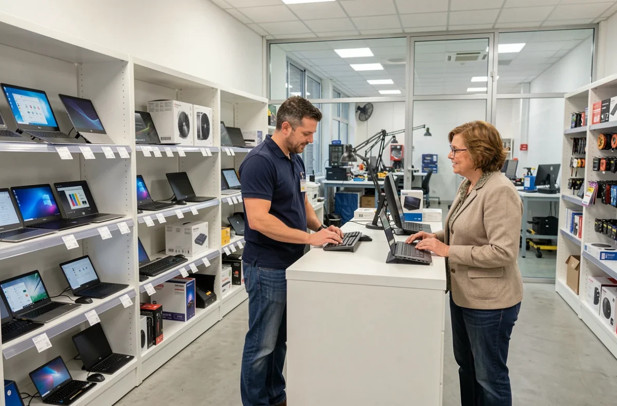 Boutique Toulouse Informatique avec espace de vente de matériel informatique et comptoir de dépannage